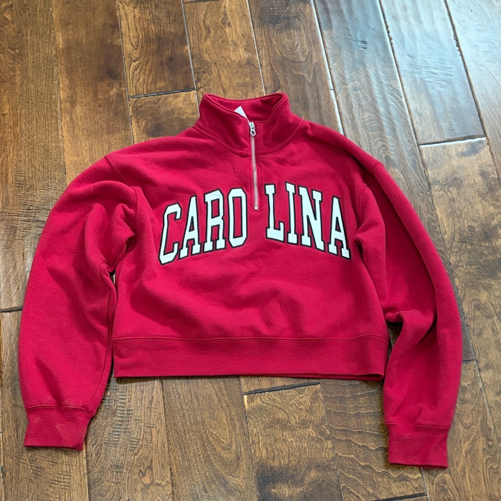Carolina Red Half-Zip Cropped Sweatshirt - Women
